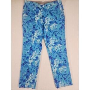 Hreski Bright Golf Pants Mens 38x32 Blue Watercolor Marble Abstract Stretch